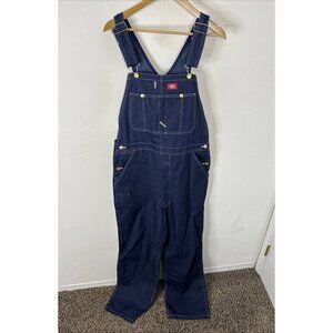 Dickies Denim Bib Overalls Men 34x32 Dark Wash Carpenter Workwear Heavy Duty